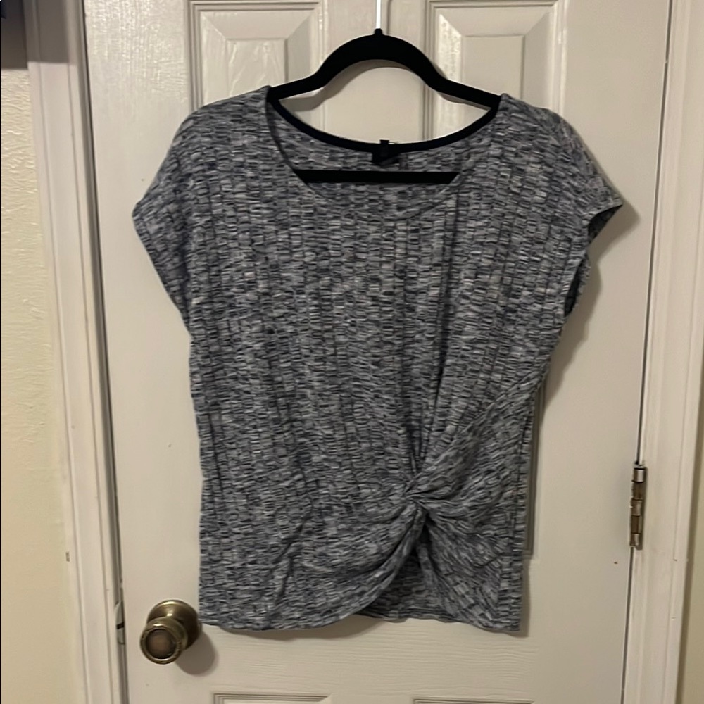 W5 Gray Tie Front Relaxed Tee